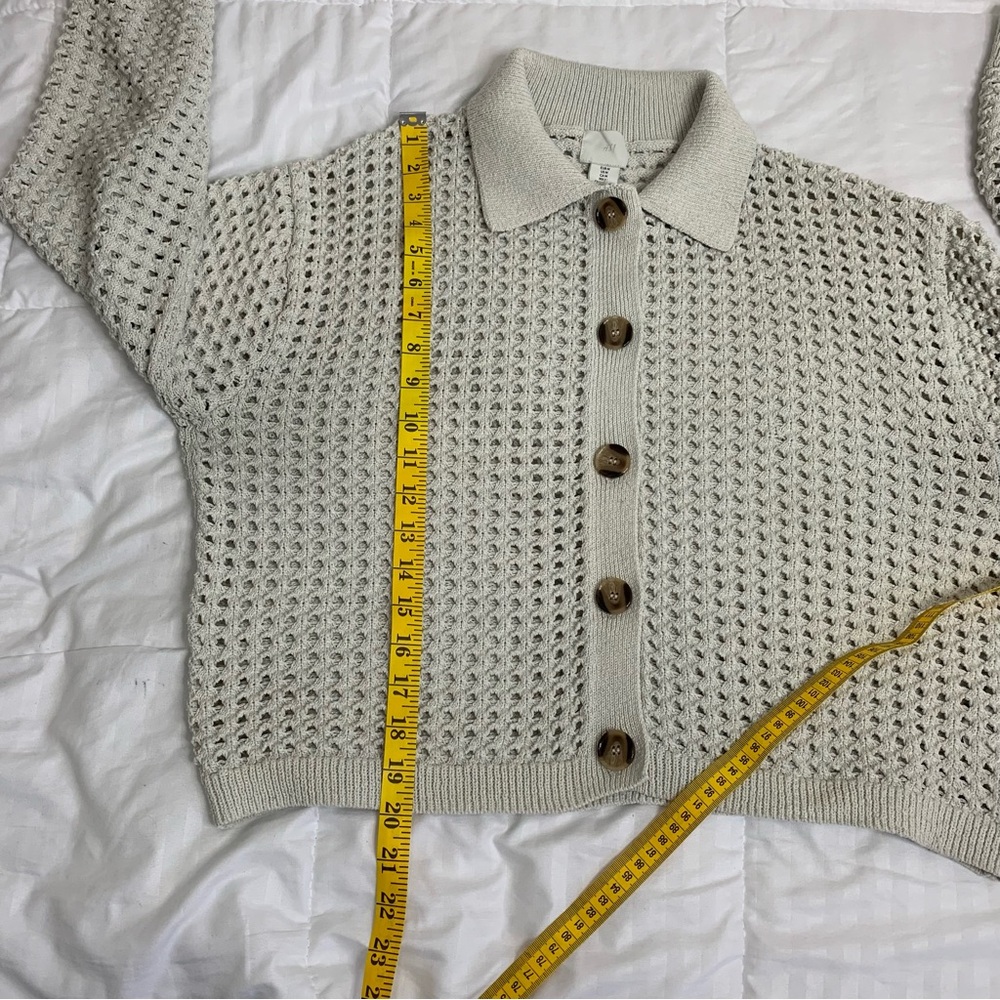 H&M Beige Button-Up Open Knit Cardigan Size US M - Picture 9 of 12